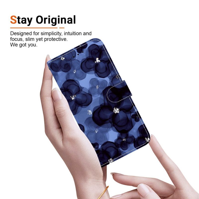 Fodral Xiaomi 15t Bläckblå Blommor