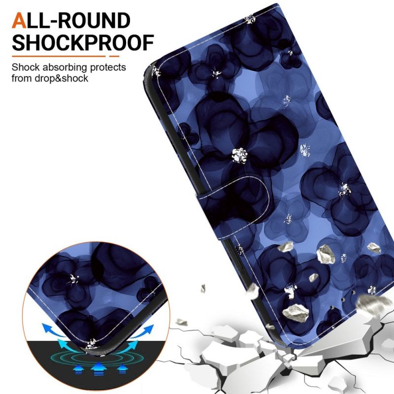 Fodral Xiaomi 15t Bläckblå Blommor