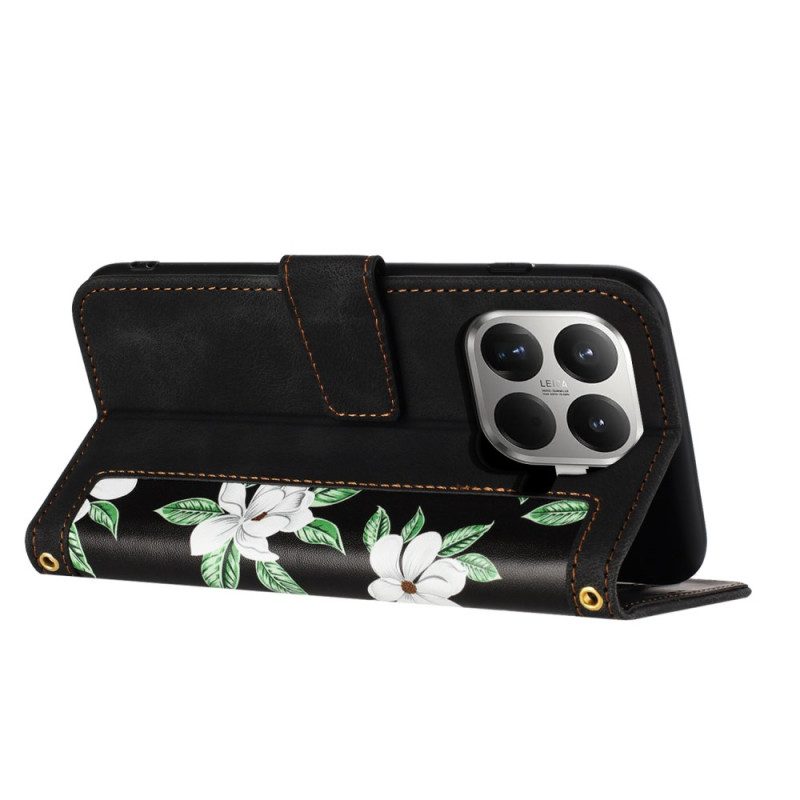 Fodral Xiaomi 15t Pro Blommönster Med Rem