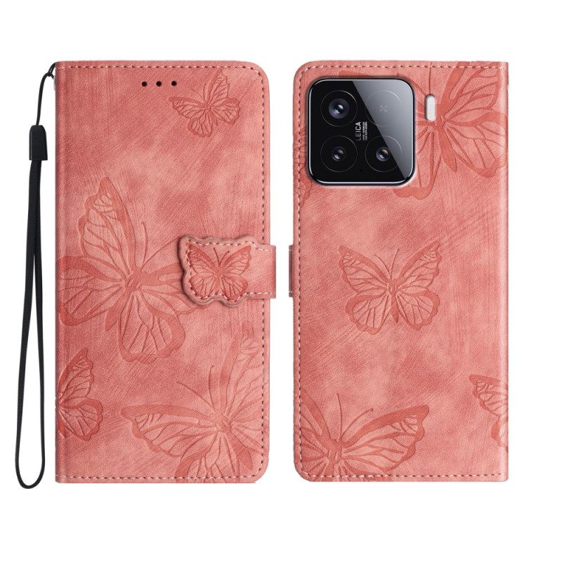 Fodral Xiaomi 15t Pro Fjärilar Med Mockaeffekt