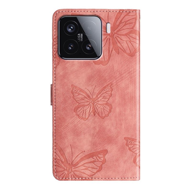 Fodral Xiaomi 15t Pro Fjärilar Med Mockaeffekt