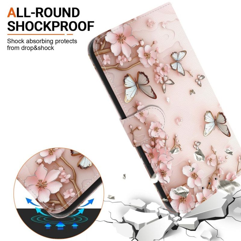 Fodral Xiaomi 15t Roséguldfjärilar Och Blommor