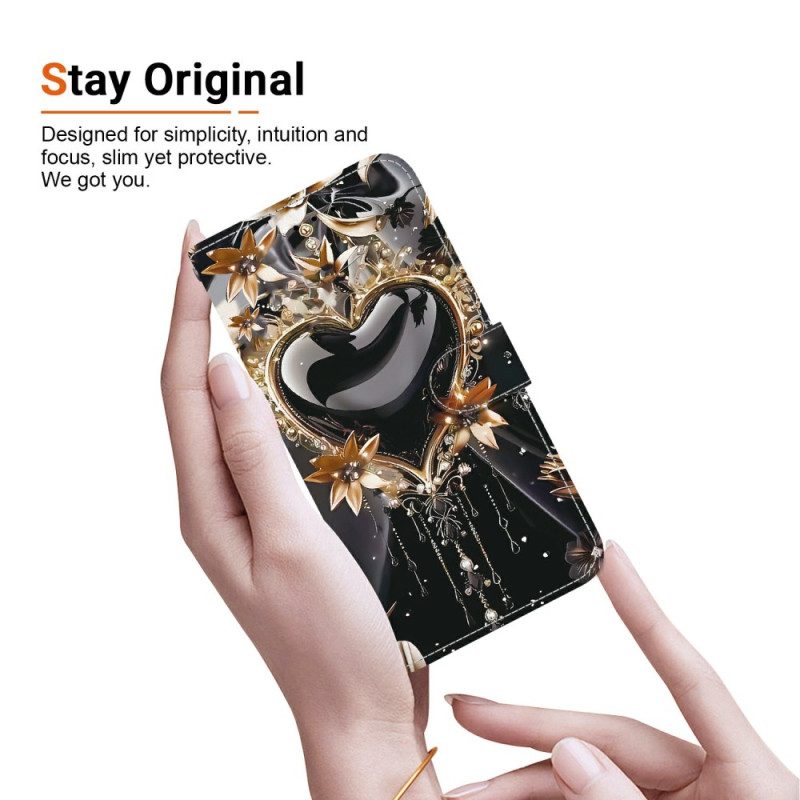 Fodral Xiaomi 15t Svart Och Guldhjärta