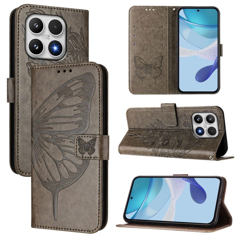 Fodral Xiaomi 17 Fjärilsdesign Med Rem