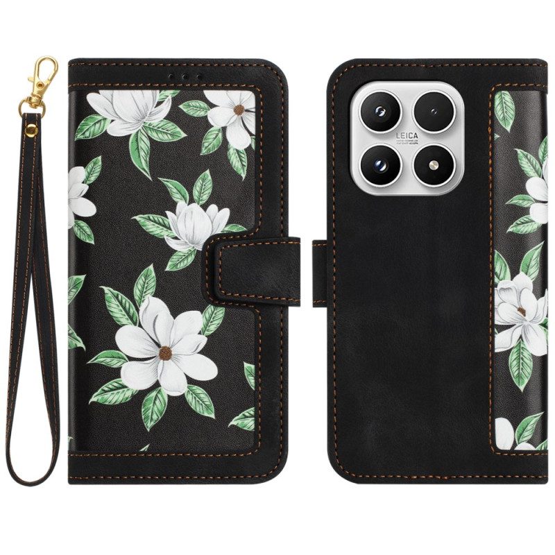 Fodral Xiaomi 17 Korthållare Och Blommönster