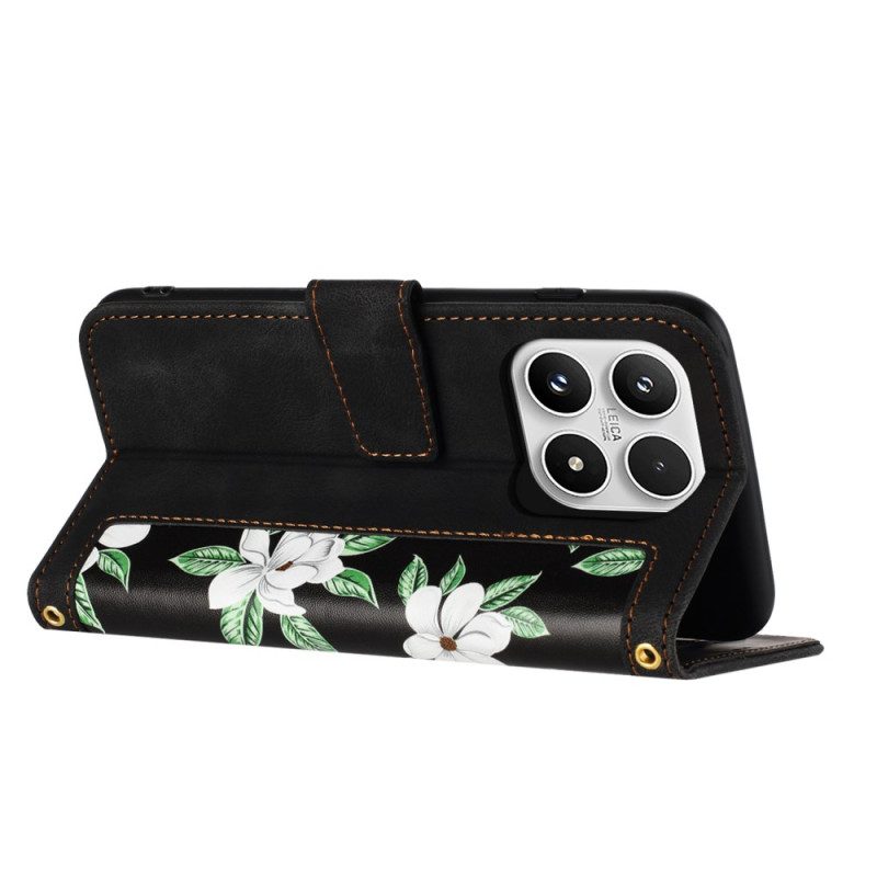Fodral Xiaomi 17 Korthållare Och Blommönster