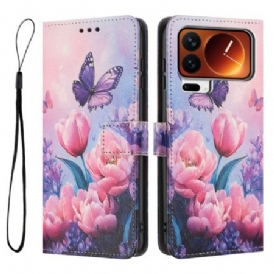Fodral Xiaomi 17 Pro Fjärilar Och Rosa Blommor