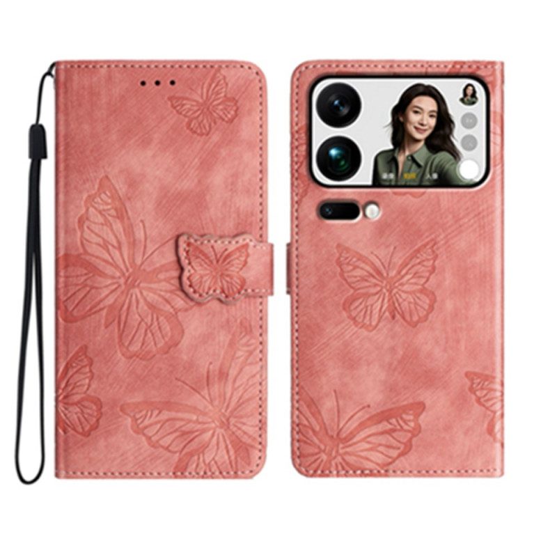 Fodral Xiaomi 17 Pro Max Fjärilsdesign Med Mockaeffekt