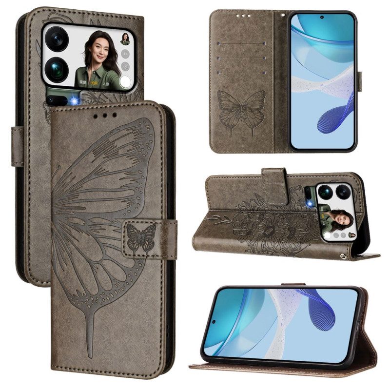 Fodral Xiaomi 17 Pro Max Fjärilsdesign Med Snodd