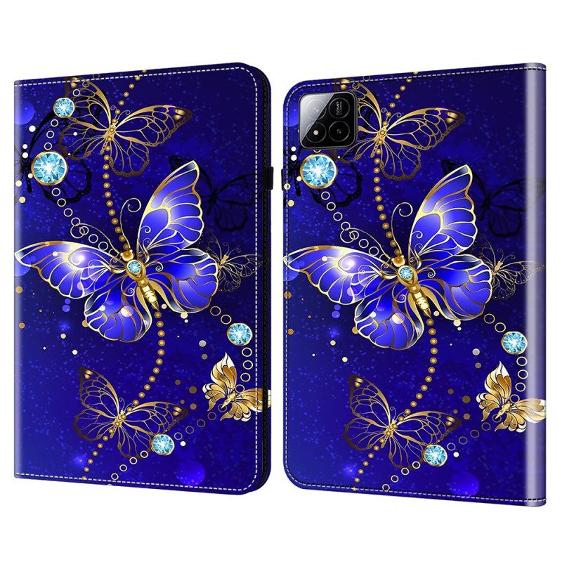 Fodral Xiaomi Pad 7 / 7 Pro Blå Fjärilar Och Diamanter