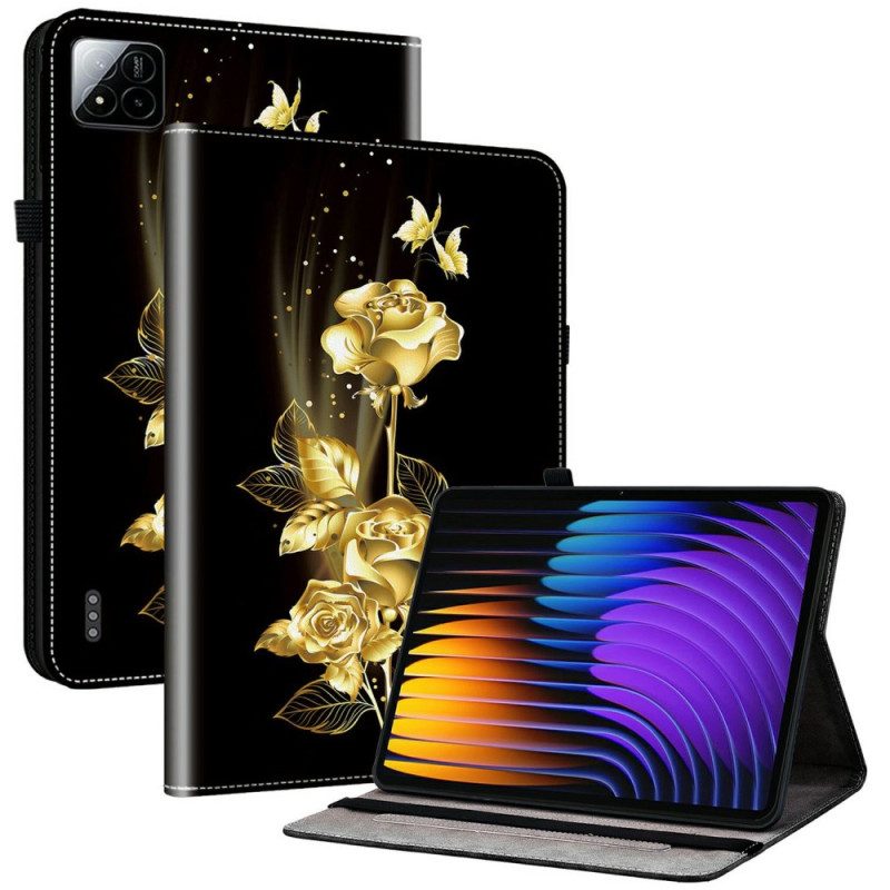 Fodral Xiaomi Pad 7 / 7 Pro Gyllene Rosor Och Fjärilar