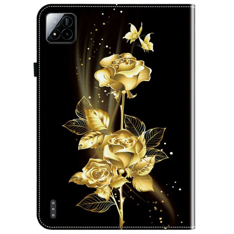 Fodral Xiaomi Pad 7 / 7 Pro Gyllene Rosor Och Fjärilar