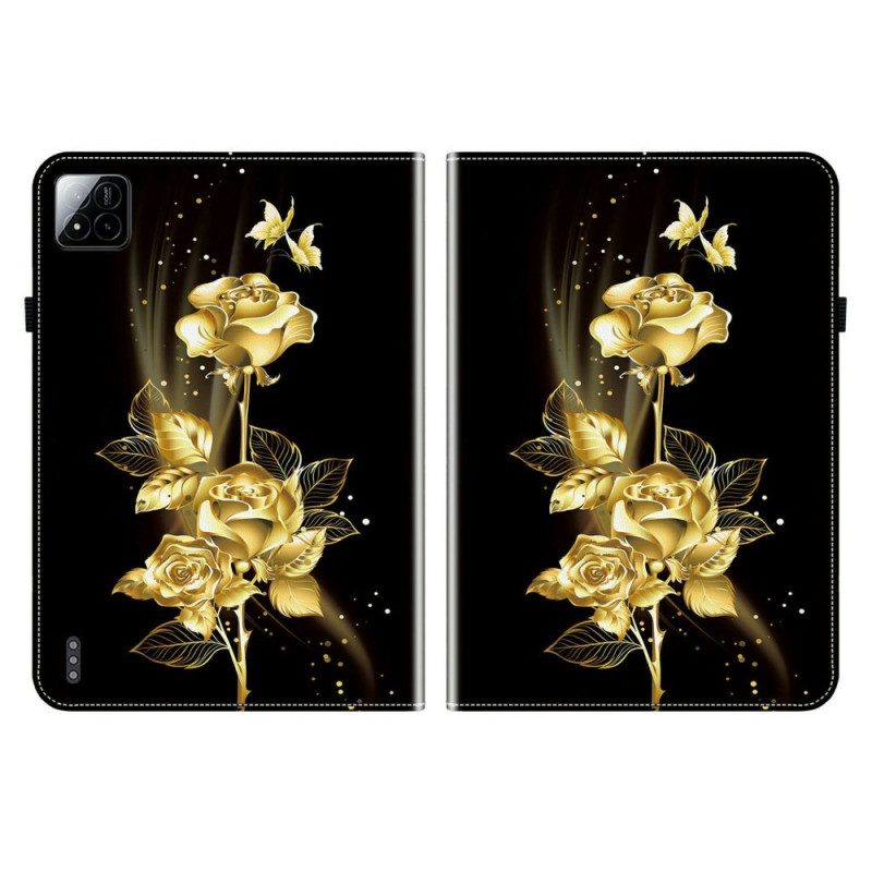 Fodral Xiaomi Pad 7 / 7 Pro Gyllene Rosor Och Fjärilar