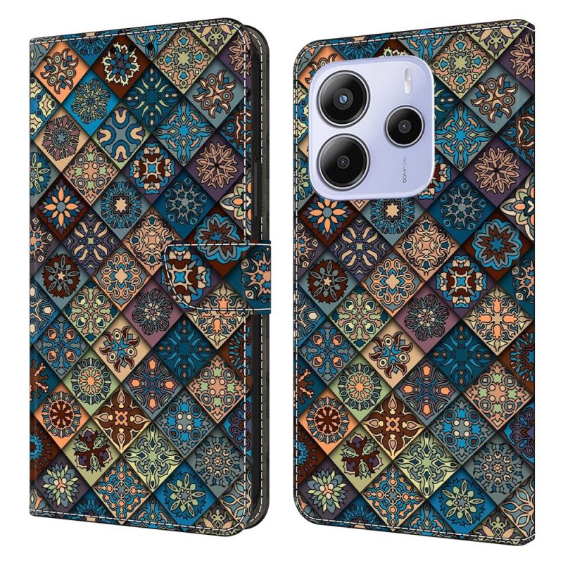 Fodral Xiaomi Redmi Note 14 4g Blått Blommönster