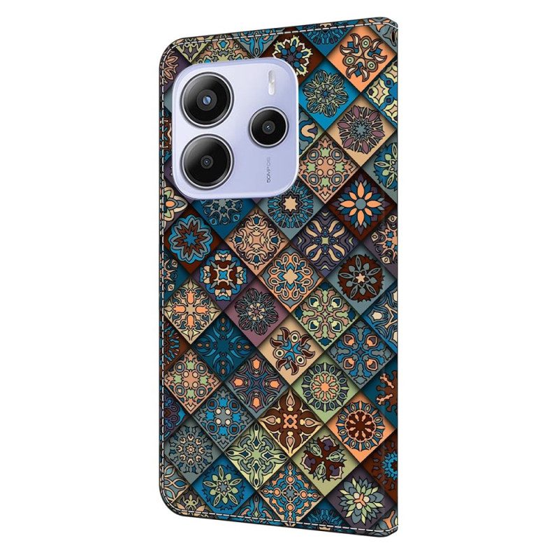 Fodral Xiaomi Redmi Note 14 4g Blått Blommönster
