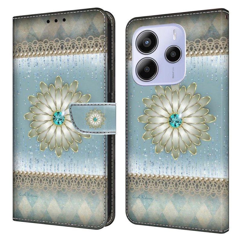 Fodral Xiaomi Redmi Note 14 4g Blomma Och Blå Diamant