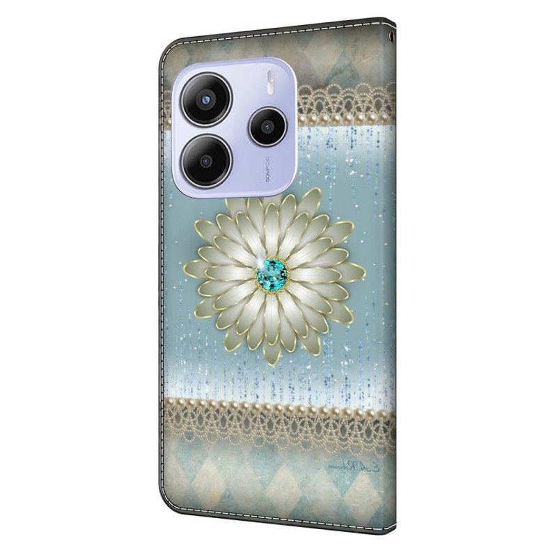 Fodral Xiaomi Redmi Note 14 4g Blomma Och Blå Diamant