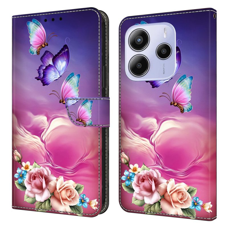 Fodral Xiaomi Redmi Note 14 4g Blommiga Fjärilar