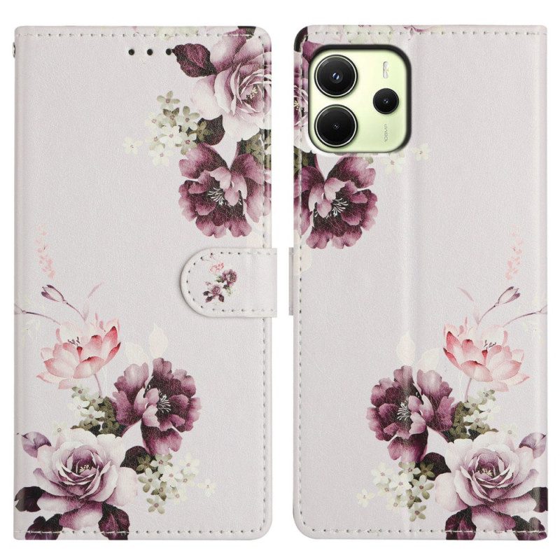 Fodral Xiaomi Redmi Note 14 4g Lila Blommor