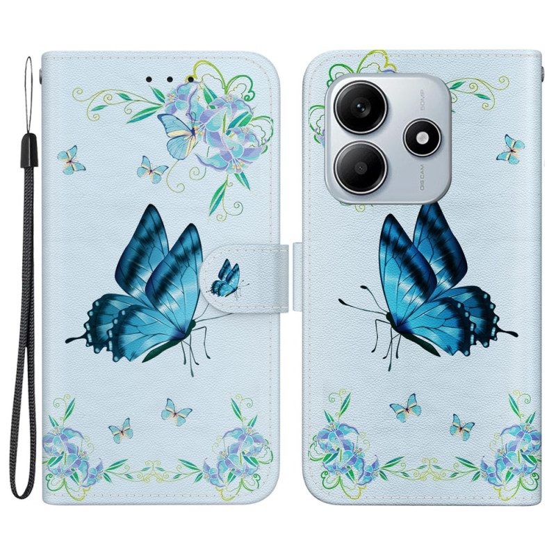 Fodral Xiaomi Redmi Note 14 5g Blå Fjärilar