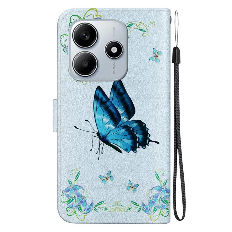 Fodral Xiaomi Redmi Note 14 5g Blå Fjärilar