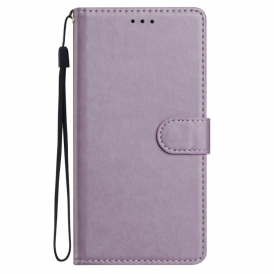 Fodral Xiaomi Redmi Note 14 5g Enfärgad Lädereffekt Med Rem