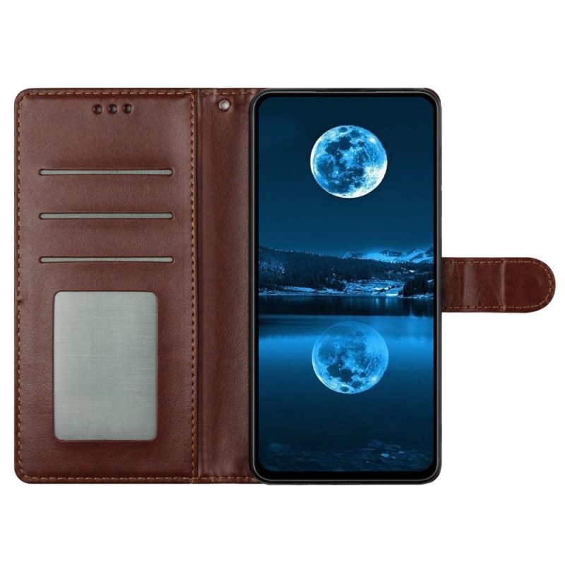 Fodral Xiaomi Redmi Note 14 5g Enfärgad Lädereffekt Med Rem