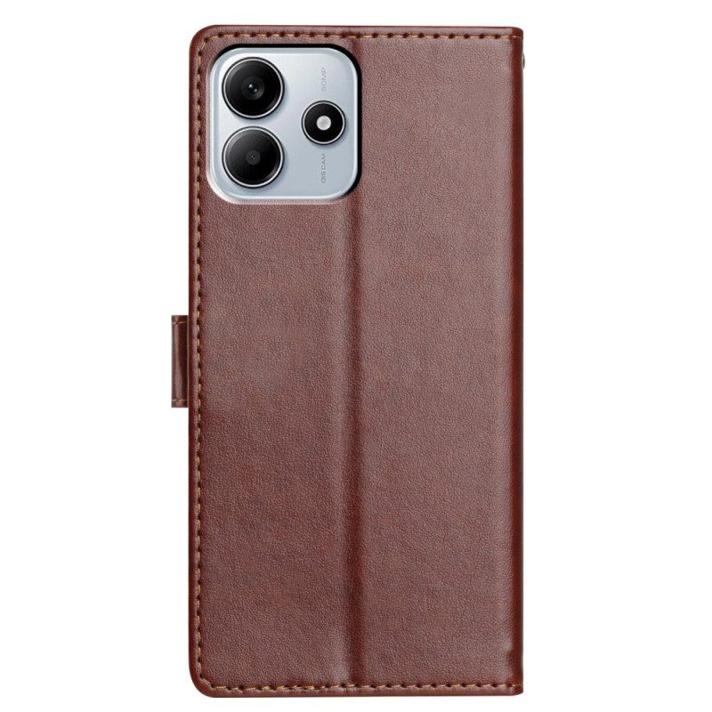 Fodral Xiaomi Redmi Note 14 5g Enfärgad Lädereffekt Med Rem