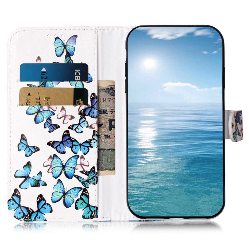 Fodral Xiaomi Redmi Note 14 Pro 4g Blå Fjärilsflyg