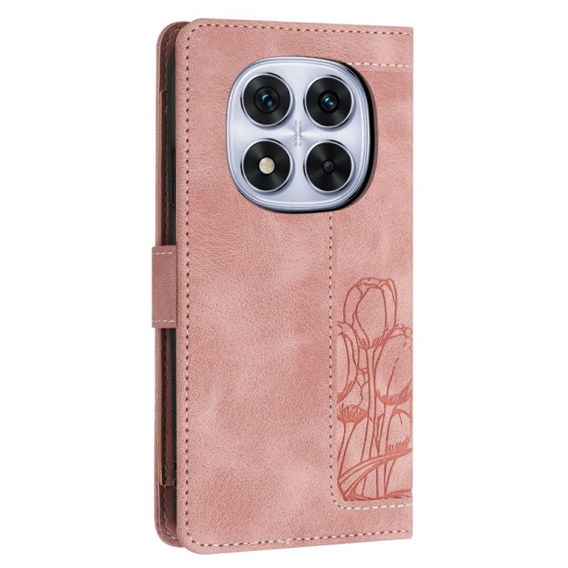 Fodral Xiaomi Redmi Note 14 Pro 4g Blommönster Med Rem