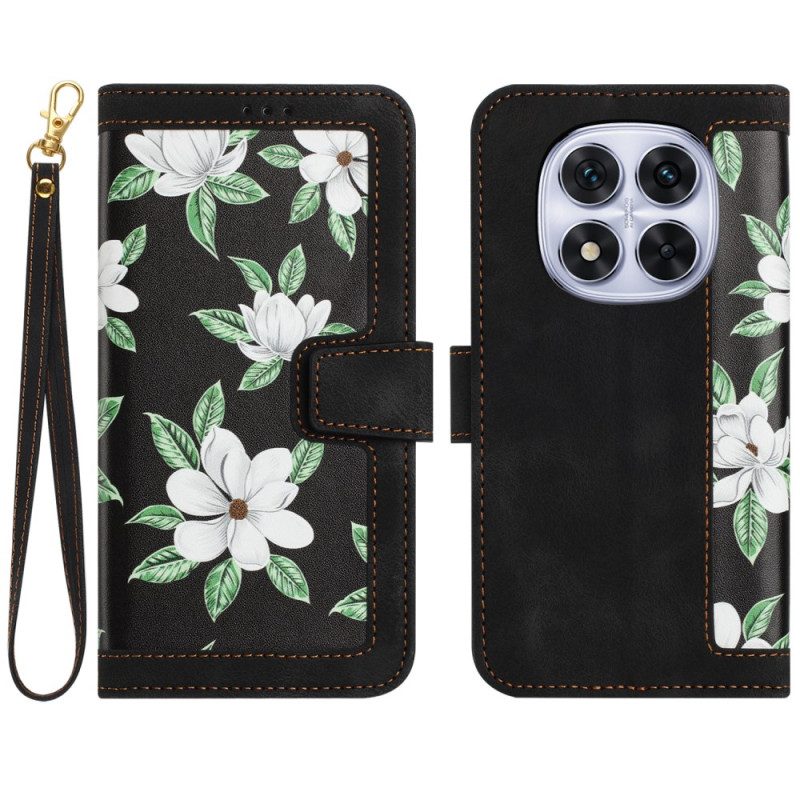 Fodral Xiaomi Redmi Note 14 Pro 5g Blommönster Med Rem