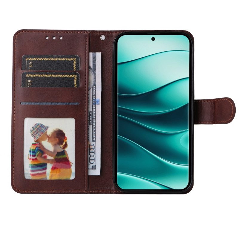 Fodral Xiaomi Redmi Note 14 Pro 5g Enfärgad Läder-effekt Med Rem