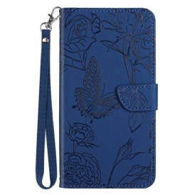 Fodral Xiaomi Redmi Note 14 Pro 5g Fjärilsmönster Med Rem