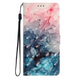 Fodral Xiaomi Redmi Note 14 Pro Plus 5g 3d Rosa Och Blå Marmor