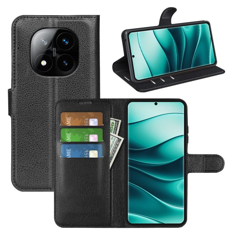 Fodral Xiaomi Redmi Note 14 Pro Plus 5g Klassisk Litchikonstläder
