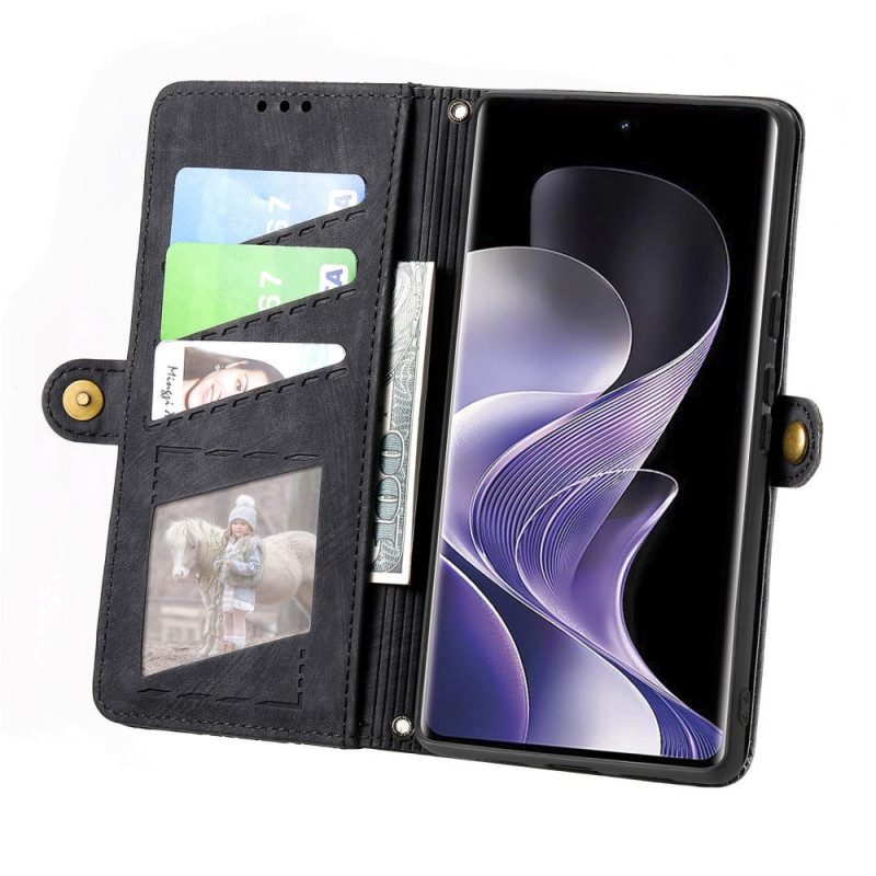 Fodral Xiaomi Redmi Note 14 Pro Plus 5g Plånbok Med Geometriska Linjer