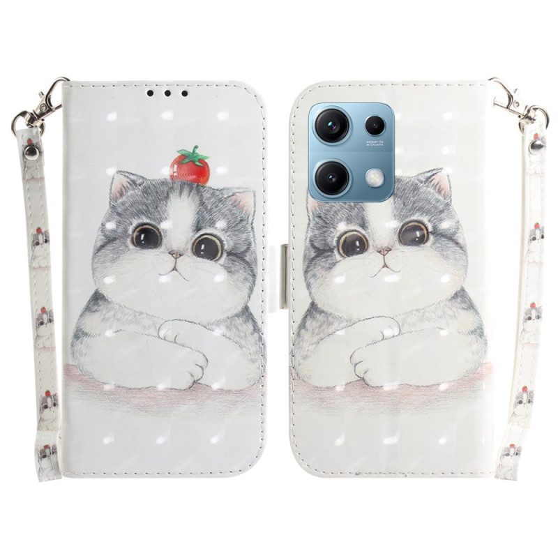 Fodral Xiaomi Redmi Note 14s Katt Och Jordgubbe Snodd