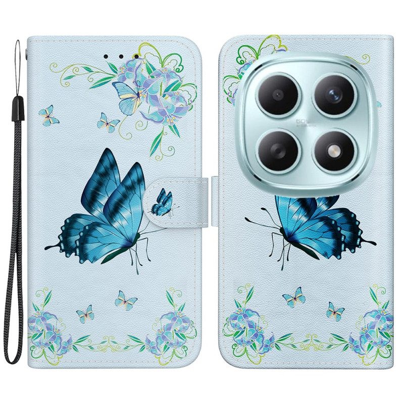 Fodral Xiaomi Redmi Note 15 5g Fjäril Och Blå Blommor