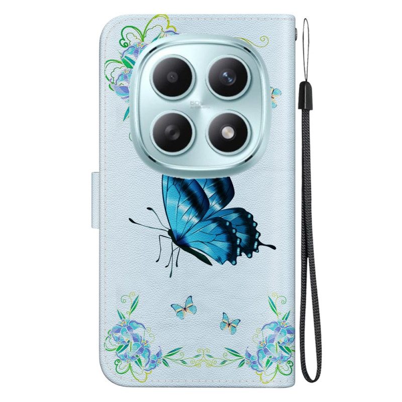 Fodral Xiaomi Redmi Note 15 5g Fjäril Och Blå Blommor