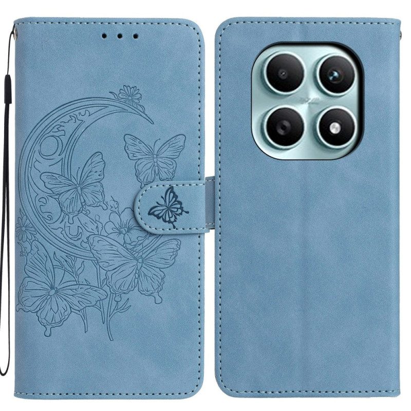 Fodral Xiaomi Redmi Note 15 5g Fjäril Och Blommor I Mockaeffekt
