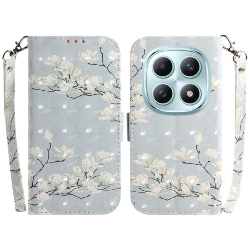 Fodral Xiaomi Redmi Note 15 5g Vita Magnolior Med Snöre