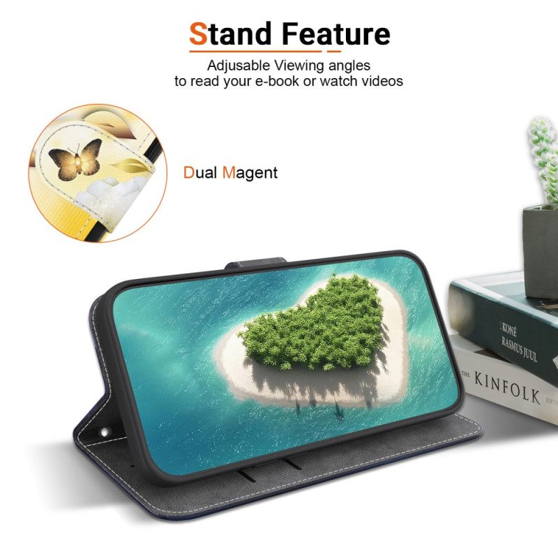 Fodral Xiaomi Redmi Note 15 Pro 5g Gyllene Fjärilar Och Vita Blommor