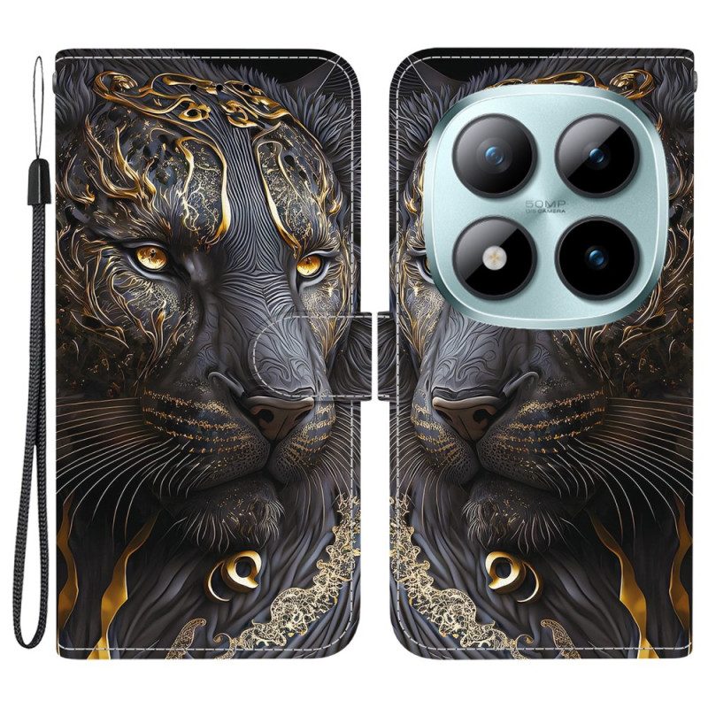 Fodral Xiaomi Redmi Note 15 Pro 5g Svart Och Guldfärgat Lejon