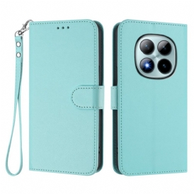 Fodral Xiaomi Redmi Note 15 Pro Plus 5g Enfärgad Lädereffekt Med Rem