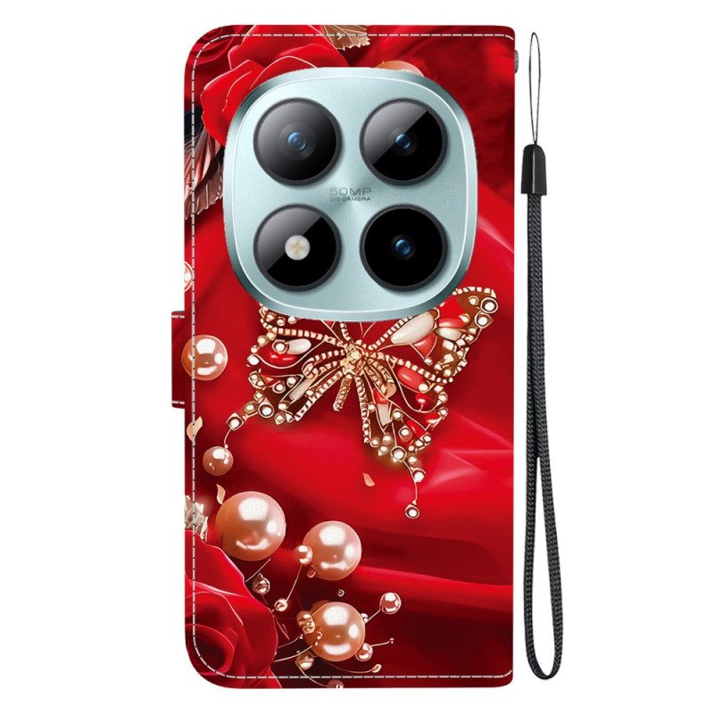 Fodral Xiaomi Redmi Note 15 Pro Plus 5g Röd Pärlfjäril