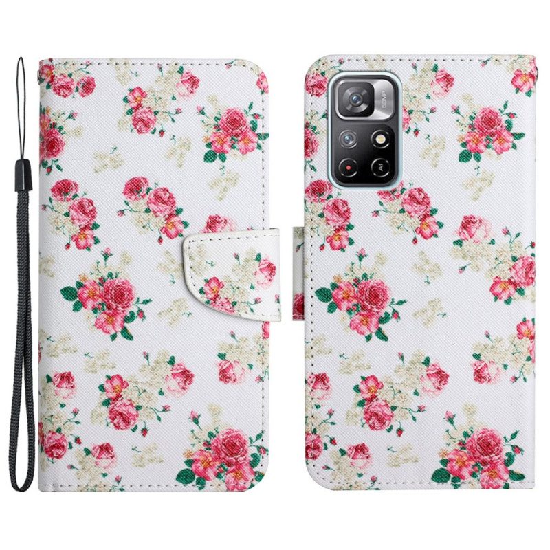 Folio-fodral För Poco M4 Pro 5G Liberty Royal Flowers