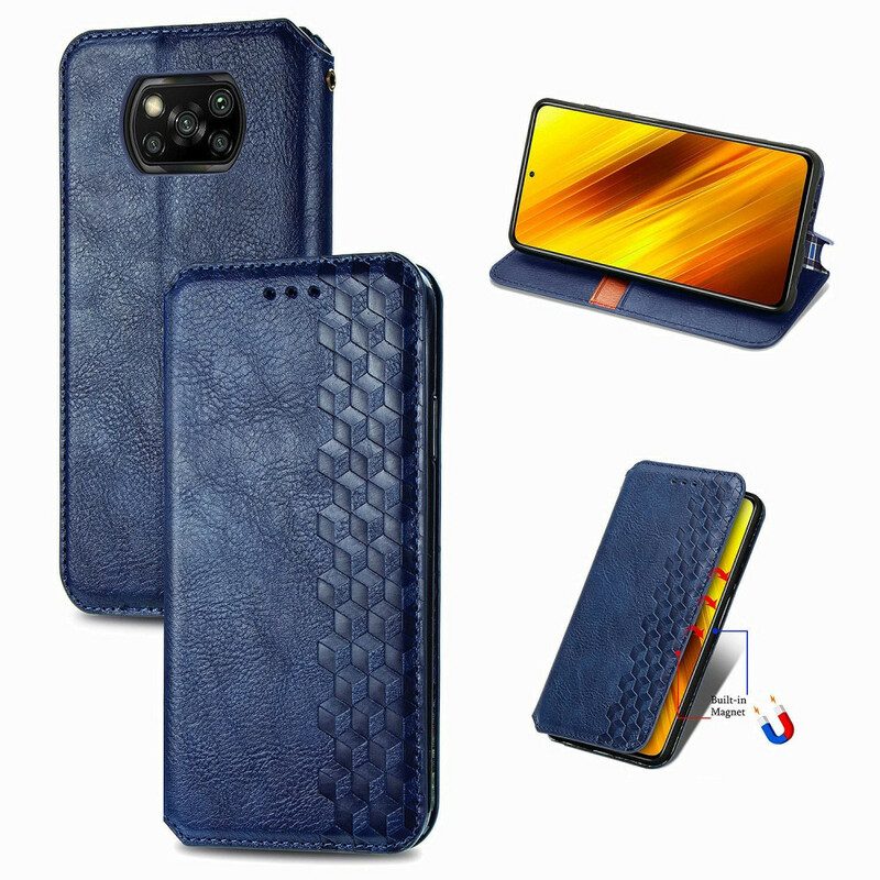 Folio-fodral För Poco X3 / X3 Pro / X3 NFC Läderfodral Diamond Texture Lädereffekt