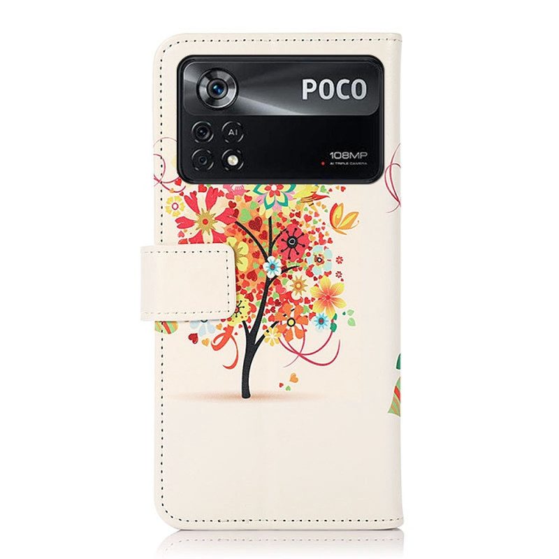 Folio-fodral För Poco X4 Pro 5G Färgrikt Lövträd