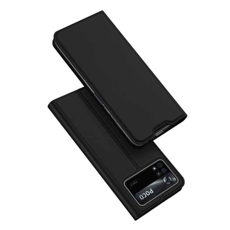 Folio-fodral För Poco X4 Pro 5G Läderfodral Dux Ducis Pro Skin