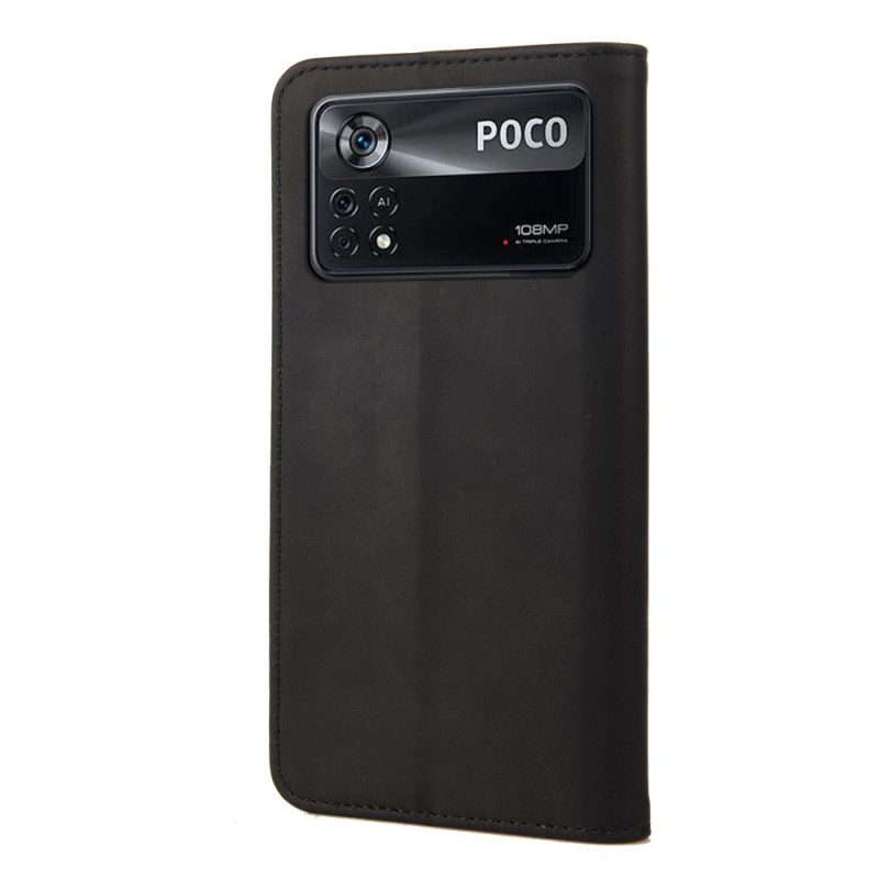 Folio-fodral För Poco X4 Pro 5G Läderfodral Hudkänsla